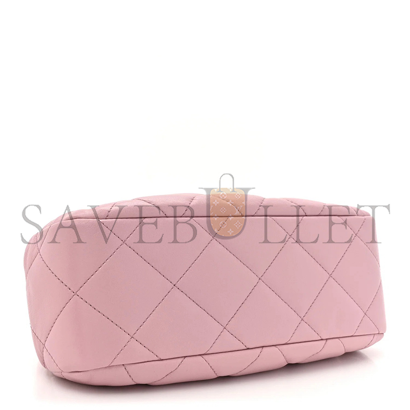 Ch**el MASTER LAMBSKIN QUILTED CC KISSLOCK CLUTCH PINK (23*15*8cm)